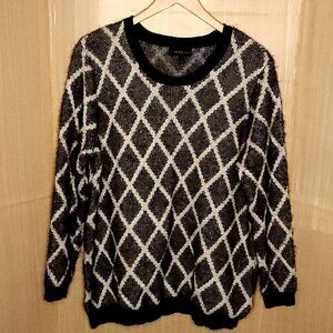 Lane Bryant Womens Black White Eyelash Sweater 22-24